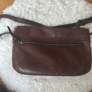 Cognac pebble leather shoulder bag